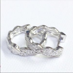 Platinum Diamond Hoop earrings LAST ONE❤️